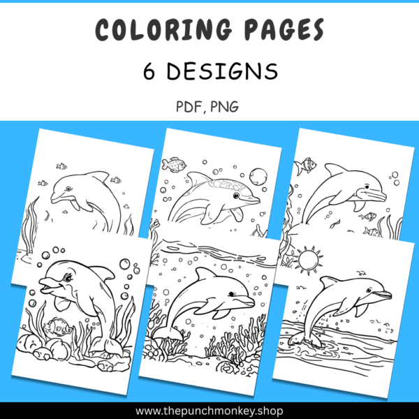 Printable Dolphin Coloring Pages | 6 Cute Dolphin Designs