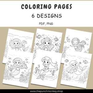 Printable Mermaid Coloring Pages | 6 Cute Mermaid Designs